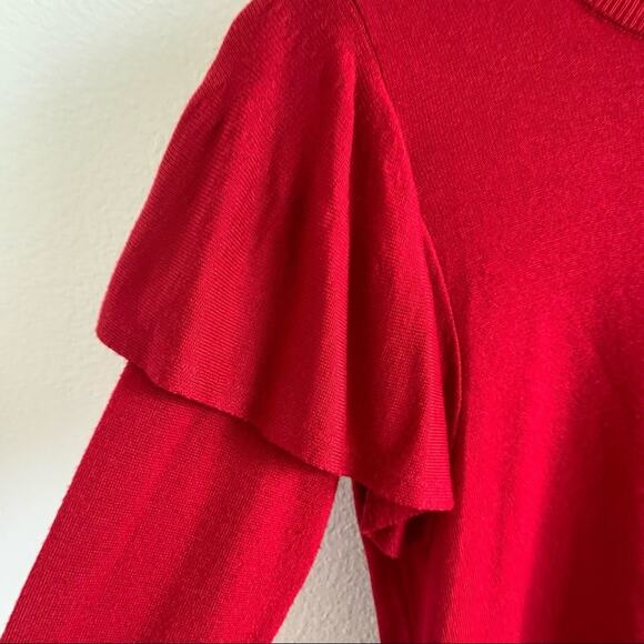 TOPSHOP Red Half Ruffle Sweater Top US 2 - Picture 9 of 9